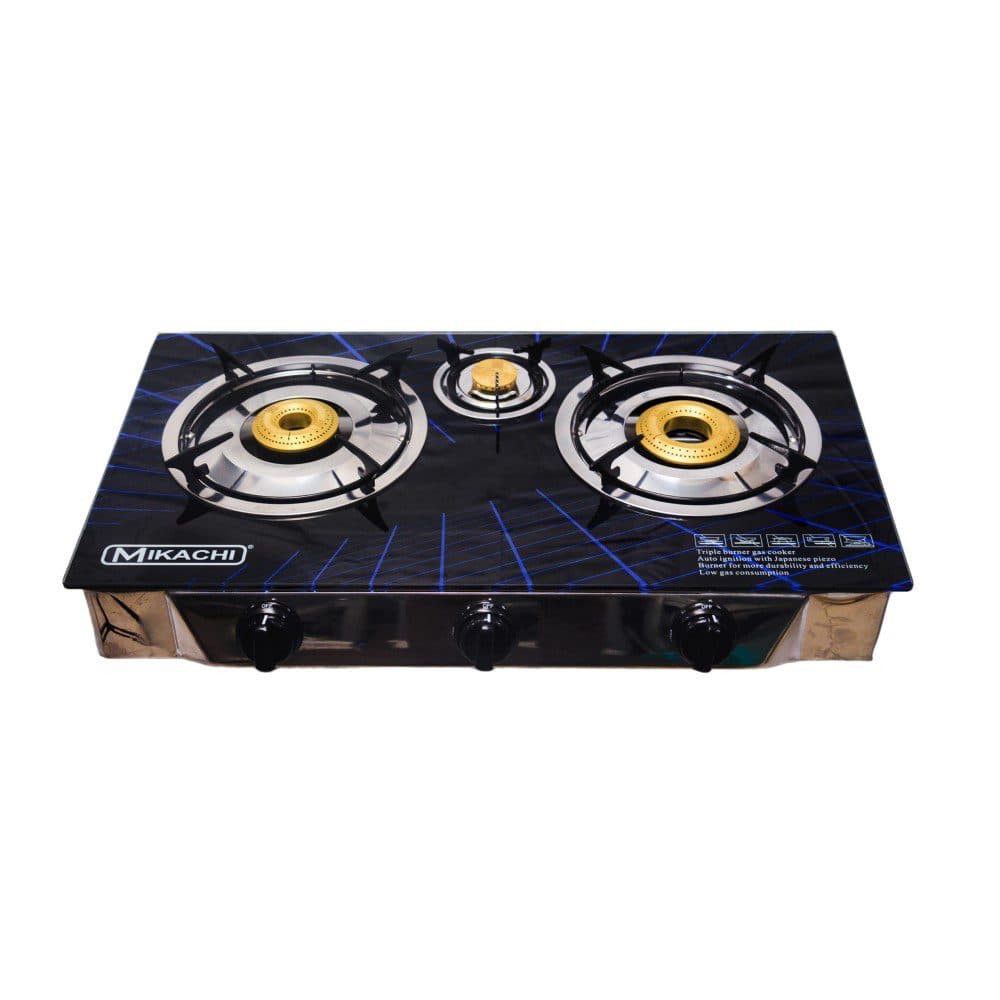 MIKACHI 3 Burner Glass Top Stove MIK- 0563