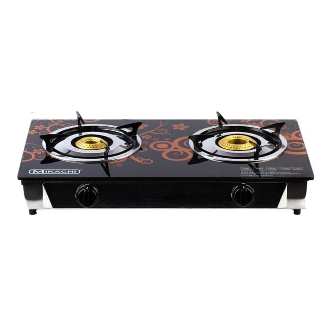 Mikachi 2 Burner Tempered Glass Top Gas Cooker