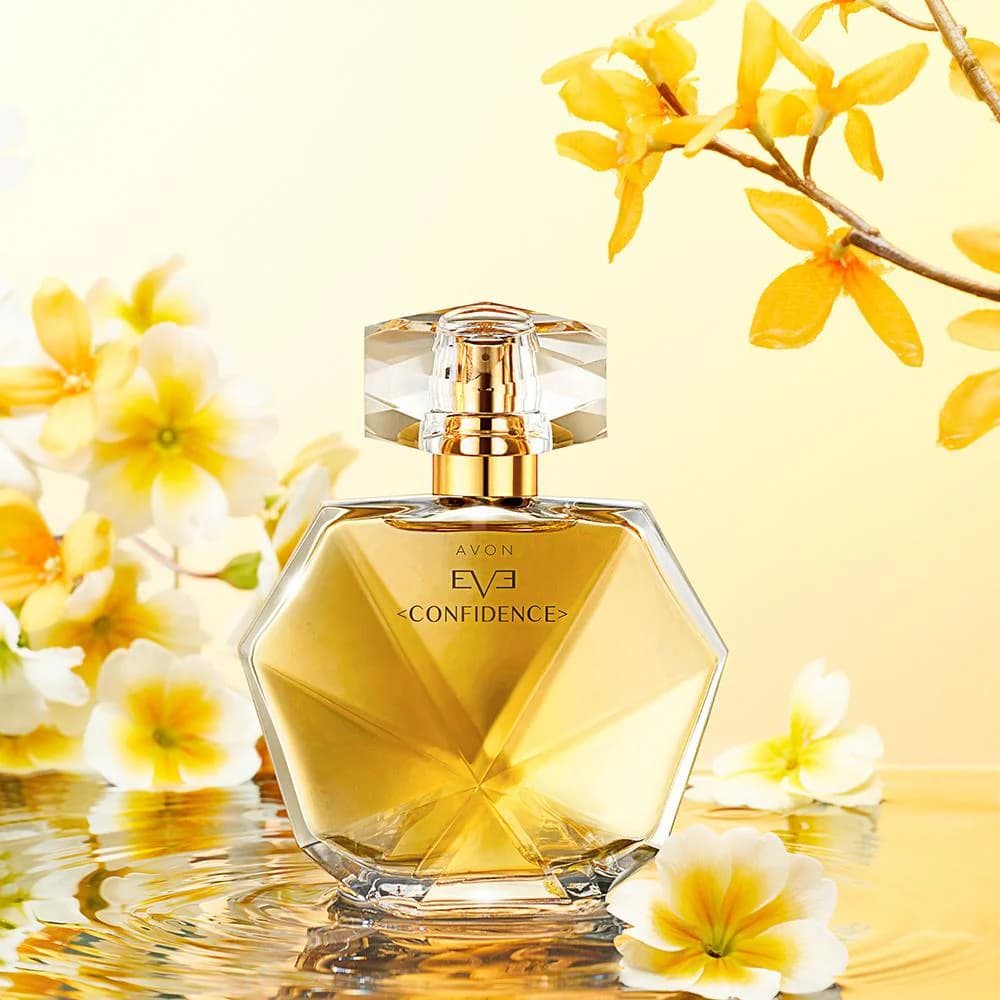 Avon eve cvoinfidence EDP 50ML flower background