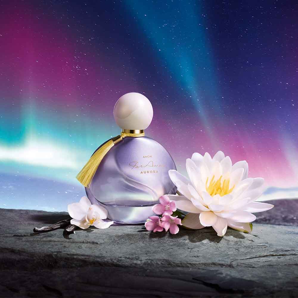 Far-Away-Aurora-Bottle on a stone