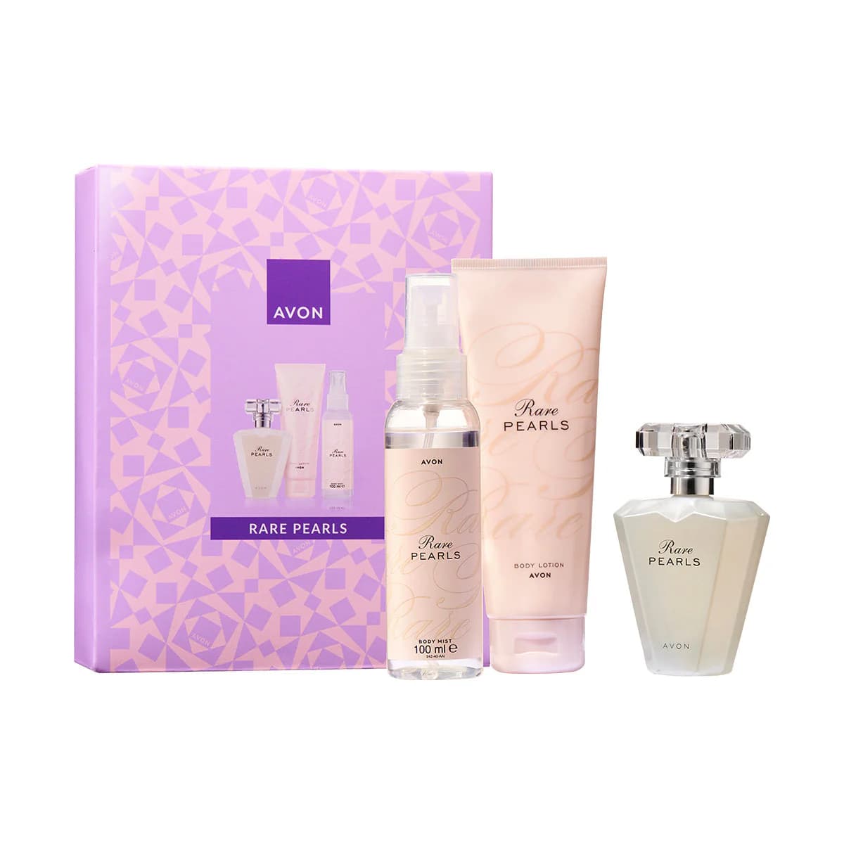 Avon Rare Pearls Gift Set of 3 50ML EDP, 125ML Body Lotion & 100ml Body Mist