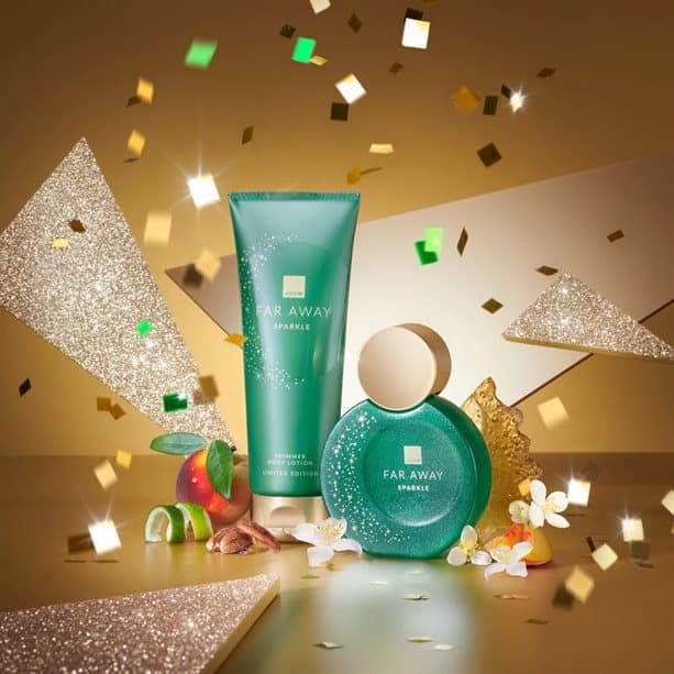 avon far away sparkle perfume set with body lotion 2